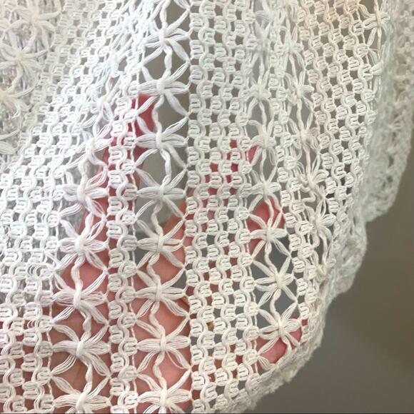 Sezane Crochet Lace Cream Off the Shoulders Mini Dress - Picture 3 of 7